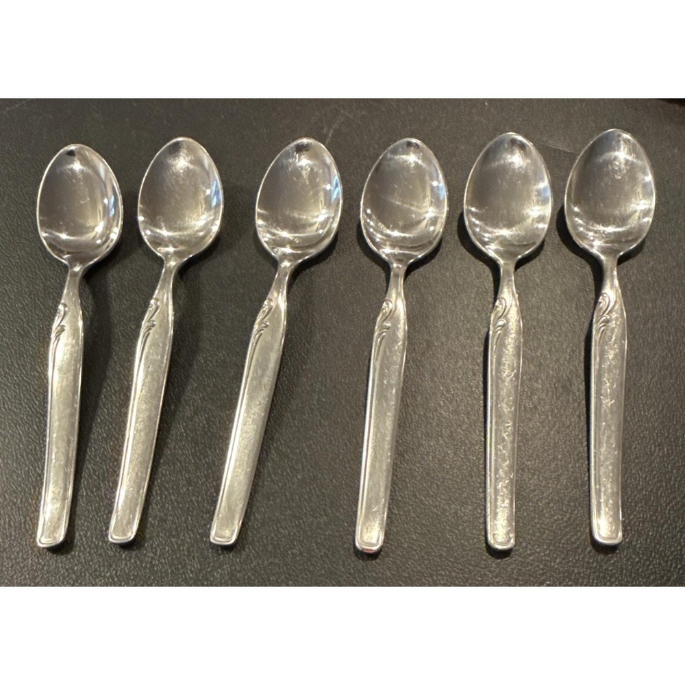 Pfeiffer Lungano Set Of 6 Five O'Clock Spoons Mangasil Stainess‎ Germany 5 1/2"